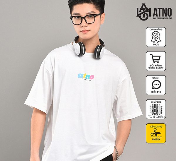 Áo thun unisex màu Trắng in ATNO Color line